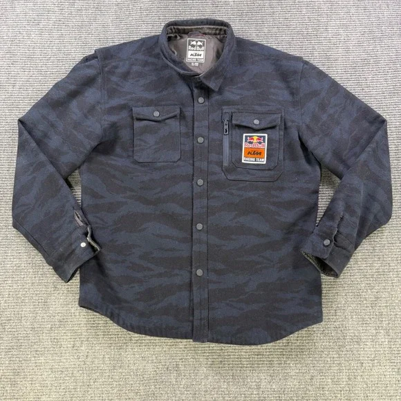 Red Bull KTM Racing Team Mens XXL Camo Quilted Lined Shirt Jacket Tiger Stripe - Picture 2 of 13